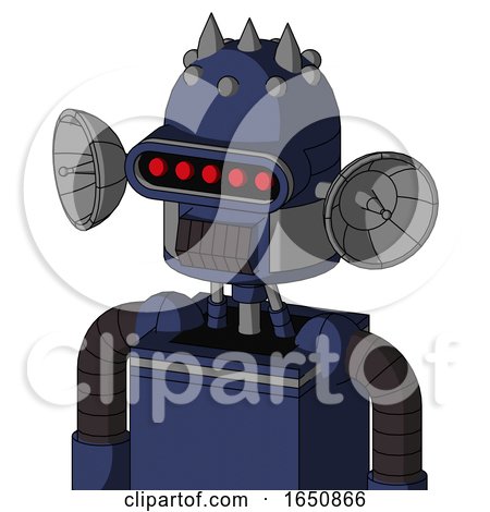 Blue Droid with Dome Head and Dark Tooth Mouth and Visor Eye and Three Spiked by Leo Blanchette