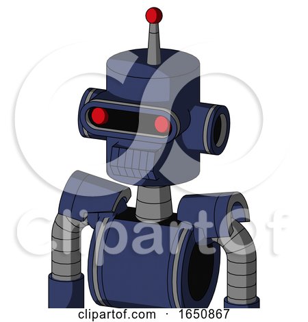 Blue Droid with Cylinder Head and Toothy Mouth and Visor Eye and Single Led Antenna by Leo Blanchette