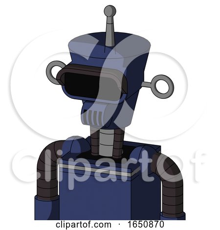 Blue Droid with Cylinder-Conic Head and Speakers Mouth and Black Visor Eye and Single Antenna by Leo Blanchette