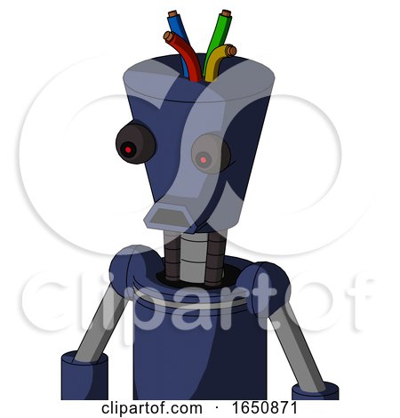 Blue Droid with Cylinder-Conic Head and Sad Mouth and Red Eyed and Wire Hair by Leo Blanchette