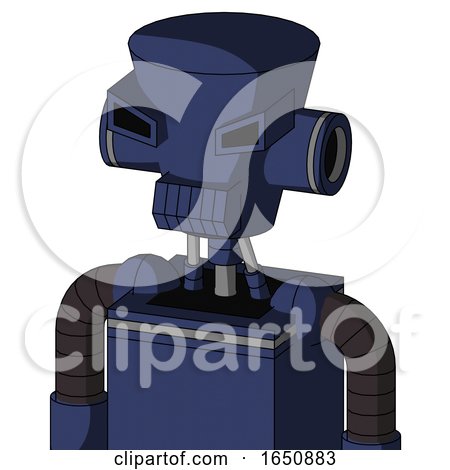 Blue Droid with Cylinder-Conic Head and Toothy Mouth and Angry Eyes by Leo Blanchette