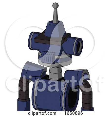 Blue Droid with Cone Head and Speakers Mouth and Black Visor Cyclops and Single Antenna by Leo Blanchette