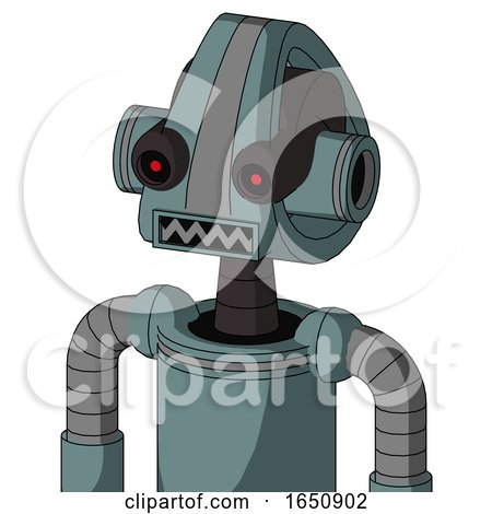 Blue Droid with Droid Head and Square Mouth and Black Glowing Red Eyes by Leo Blanchette