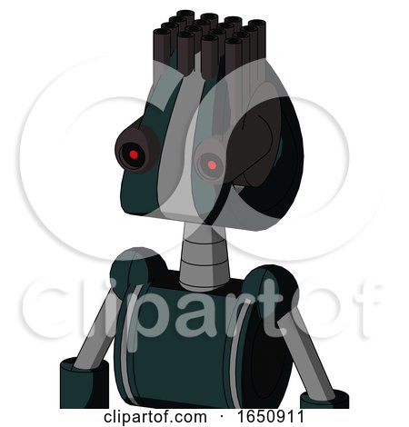 Blue Droid with Droid Head and Black Glowing Red Eyes and Pipe Hair by Leo Blanchette