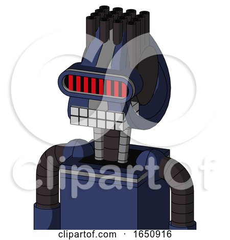 Blue Droid with Droid Head and Keyboard Mouth and Visor Eye and Pipe Hair by Leo Blanchette
