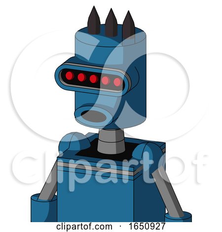 Blue Automaton with Cylinder Head and Round Mouth and Visor Eye and Three Dark Spikes by Leo Blanchette