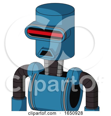 Blue Automaton with Cylinder Head and Sad Mouth and Visor Eye by Leo Blanchette