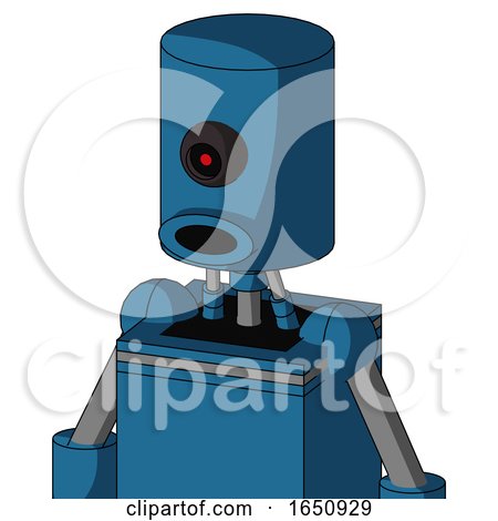 Blue Automaton with Cylinder Head and Round Mouth and Black Cyclops Eye by Leo Blanchette