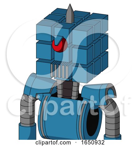 Blue Automaton with Cube Head and Vent Mouth and Angry Cyclops and Spike Tip by Leo Blanchette