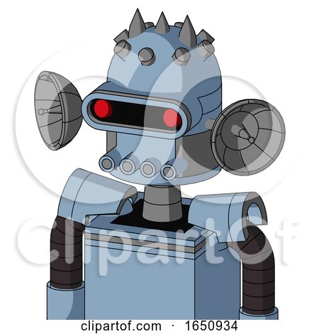 Blue Robot with Dome Head and Pipes Mouth and Visor Eye and Three Spiked by Leo Blanchette