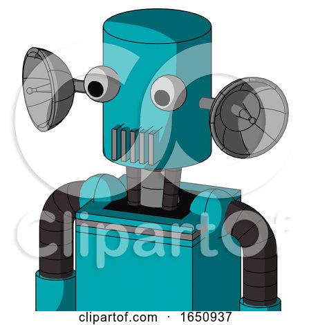 Blue Robot with Cylinder Head and Vent Mouth and Two Eyes by Leo Blanchette