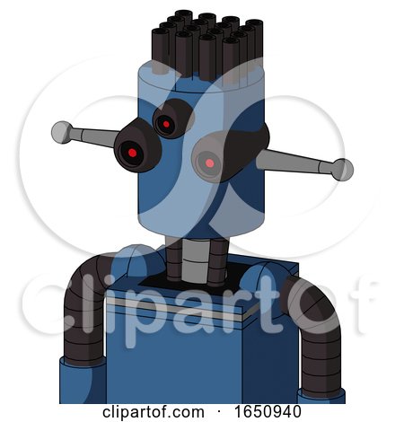 Blue Robot with Cylinder Head and Three-Eyed and Pipe Hair by Leo Blanchette