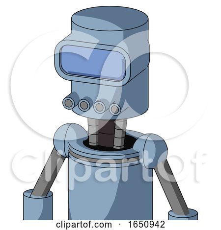 Blue Robot with Cylinder Head and Pipes Mouth and Large Blue Visor Eye by Leo Blanchette