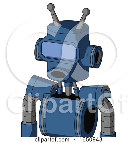 Blue Robot with Cylinder Head and Round Mouth and Large Blue Visor Eye and Double Antenna by Leo Blanchette
