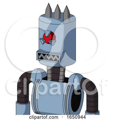 Blue Robot with Cylinder Head and Square Mouth and Angry Cyclops Eye and Three Spiked by Leo Blanchette