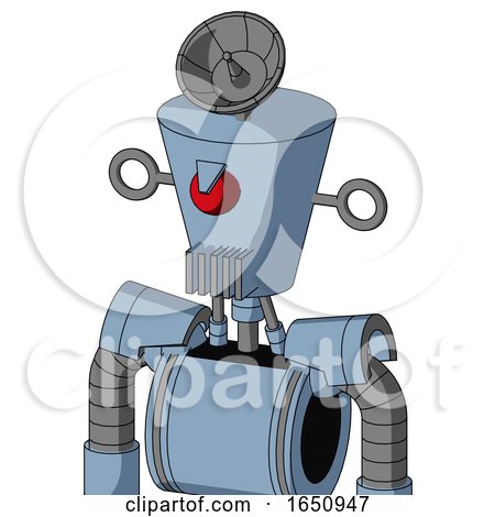 Blue Robot with Cylinder-Conic Head and Vent Mouth and Angry Cyclops and Radar Dish Hat by Leo Blanchette
