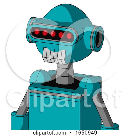 Blue Robot with Rounded Head and Teeth Mouth and Visor Eye by Leo Blanchette