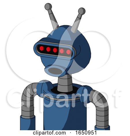 Blue Robot with Rounded Head and Round Mouth and Visor Eye and Double Antenna by Leo Blanchette