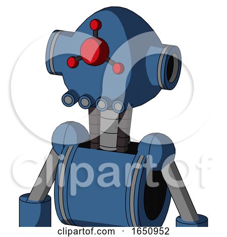 Blue Robot with Rounded Head and Pipes Mouth and Cyclops Compound Eyes by Leo Blanchette
