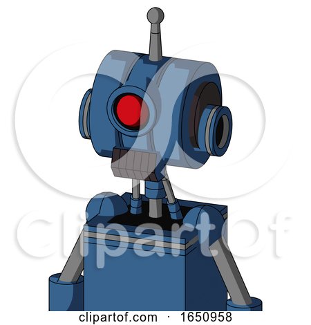 Blue Robot with Multi-Toroid Head and Dark Tooth Mouth and Cyclops Eye and Single Antenna by Leo Blanchette