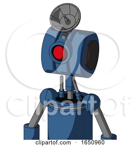 Blue Robot with Multi-Toroid Head and Cyclops Eye and Radar Dish Hat by Leo Blanchette