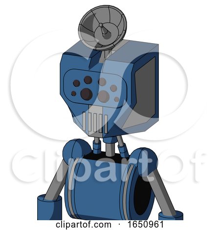 Blue Robot with Mechanical Head and Vent Mouth and Bug Eyes and Radar Dish Hat by Leo Blanchette