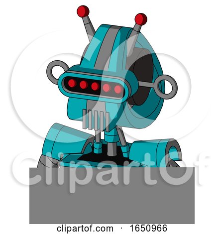 Blue Robot with Droid Head and Vent Mouth and Visor Eye and Double Led Antenna by Leo Blanchette