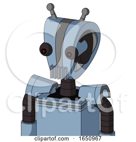 Blue Robot with Droid Head and Vent Mouth and Red Eyed and Double Antenna by Leo Blanchette