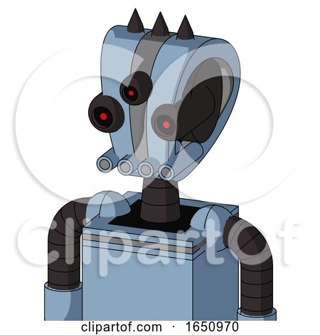 Blue Robot with Droid Head and Pipes Mouth and Three-Eyed and Three Dark Spikes by Leo Blanchette