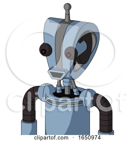 Blue Robot with Droid Head and Happy Mouth and Red Eyed and Single Antenna by Leo Blanchette