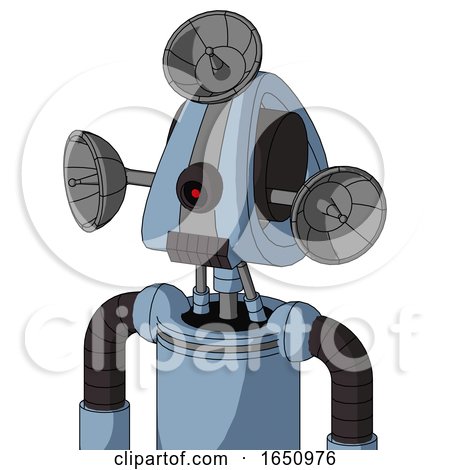 Blue Robot with Droid Head and Dark Tooth Mouth and Black Cyclops Eye and Radar Dish Hat by Leo Blanchette