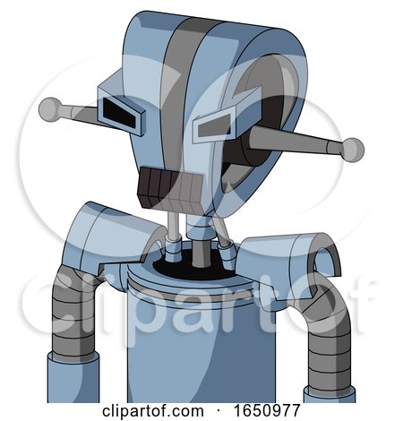Blue Robot with Droid Head and Dark Tooth Mouth and Angry Eyes by Leo Blanchette