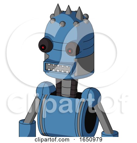 Blue Robot with Dome Head and Square Mouth and Red Eyed and Three Spiked by Leo Blanchette