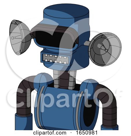 Blue Robot with Cylinder Head and Square Mouth and Black Visor Eye by Leo Blanchette