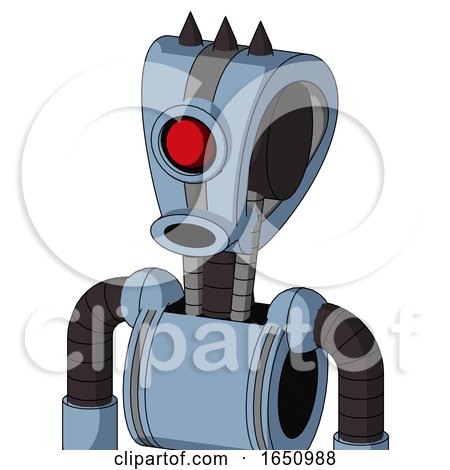Blue Robot with Droid Head and Round Mouth and Cyclops Eye and Three Dark Spikes by Leo Blanchette