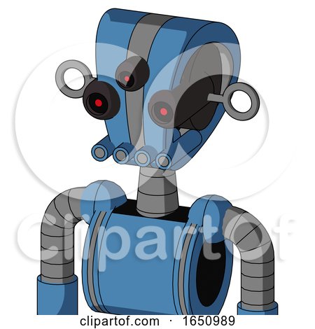 Blue Robot with Droid Head and Pipes Mouth and Three-Eyed by Leo Blanchette