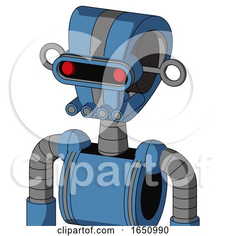 Blue Robot with Droid Head and Pipes Mouth and Visor Eye by Leo Blanchette