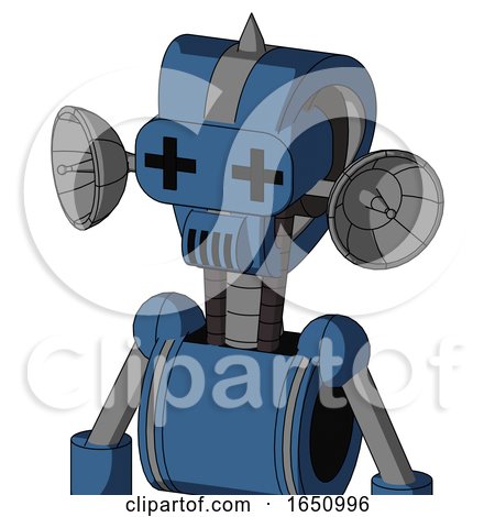 Blue Robot with Droid Head and Speakers Mouth and Plus Sign Eyes and Spike Tip by Leo Blanchette