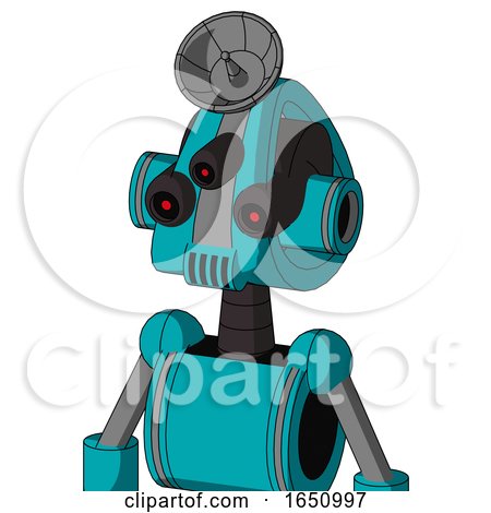 Blue Robot with Droid Head and Speakers Mouth and Three-Eyed and Radar Dish Hat by Leo Blanchette