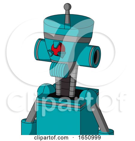 Blue Robot with Vase Head and Speakers Mouth and Angry Cyclops Eye and Single Antenna by Leo Blanchette