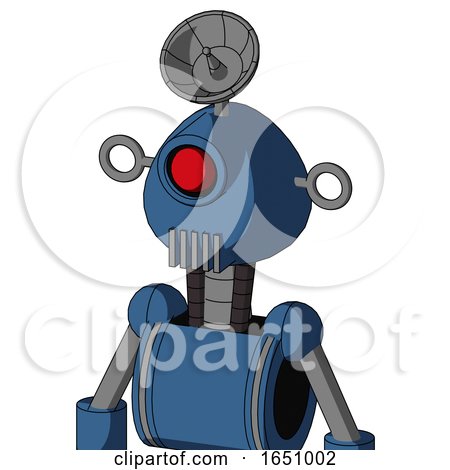 Blue Robot with Rounded Head and Vent Mouth and Cyclops Eye and Radar Dish Hat by Leo Blanchette