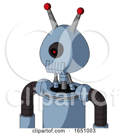 Blue Robot with Rounded Head and Toothy Mouth and Black Cyclops Eye and Double Led Antenna by Leo Blanchette