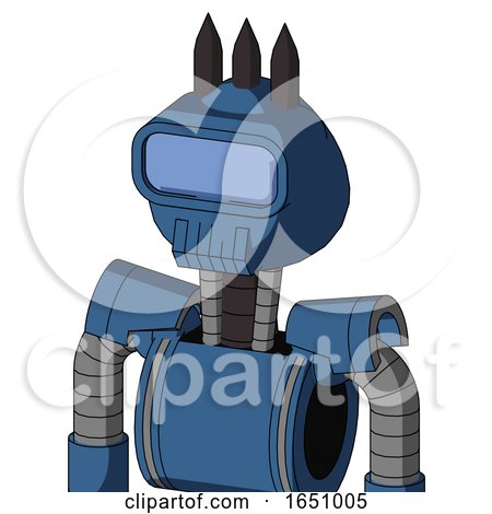 Blue Robot with Rounded Head and Toothy Mouth and Large Blue Visor Eye and Three Dark Spikes by Leo Blanchette