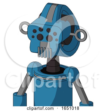 Blue Automaton with Droid Head and Vent Mouth and Bug Eyes by Leo Blanchette