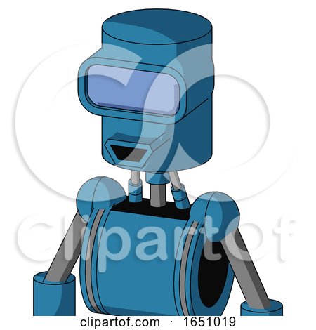 Blue Automaton with Cylinder Head and Happy Mouth and Large Blue Visor Eye by Leo Blanchette