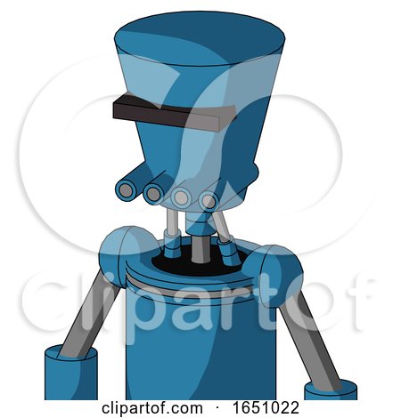 Blue Automaton with Cylinder-Conic Head and Pipes Mouth and Black Visor Cyclops by Leo Blanchette