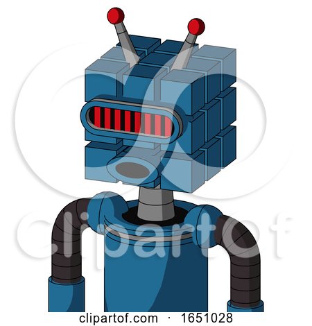 Blue Automaton with Cube Head and Round Mouth and Visor Eye and Double Led Antenna by Leo Blanchette