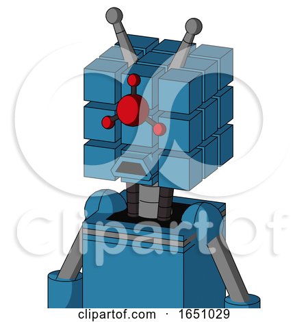 Blue Automaton with Cube Head and Sad Mouth and Cyclops Compound Eyes and Double Antenna by Leo Blanchette