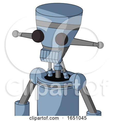 Blue Robot with Vase Head and Toothy Mouth and Two Eyes by Leo Blanchette