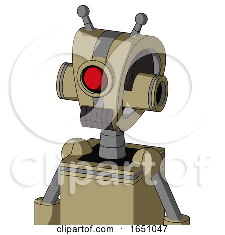 Army-Tan Automaton with Droid Head and Dark Tooth Mouth and Cyclops Eye and Double Antenna by Leo Blanchette